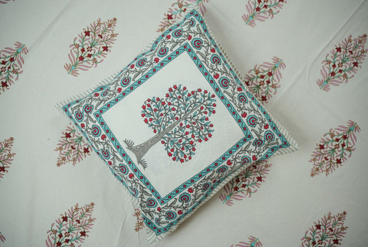 Tree of Life Hand Block Printed Cotton Cushion Covers (Set of 5)