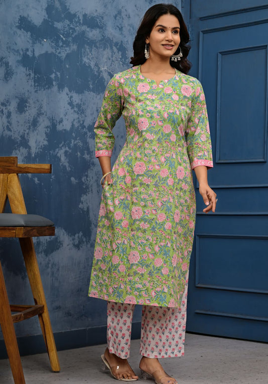 Cotton Suit Set With Kota Doria Dupatta