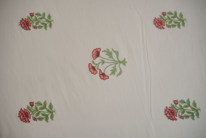 Green Mughal Buta Hand Block Printed Bedsheet Set