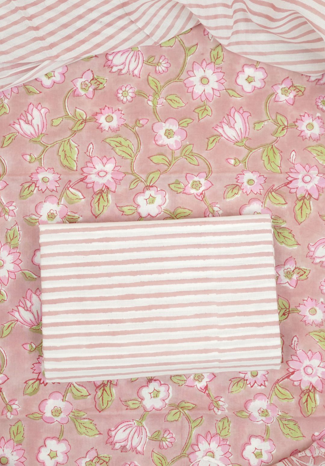 Muted Rose Hand Block Printed Cotton Suit Set