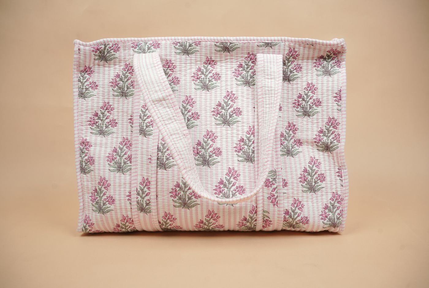 Pink Pastel Bloom Quilted Cotton Tote Bag