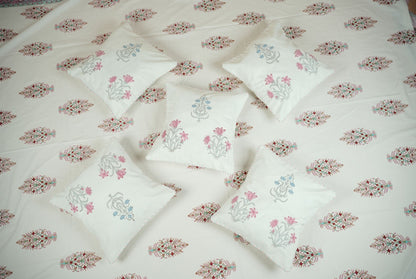 Pink Hand Block Printed Cushion Covers (Set of 5)