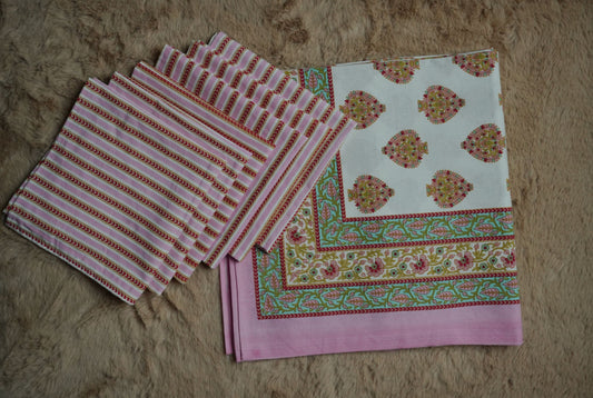 Pink Butta Table Cover Set with 6 Napkins