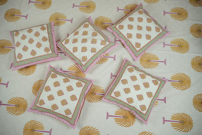 Hand Block Printed Cotton Cushion Covers Set (5 Pieces) – Jaipur Crafted