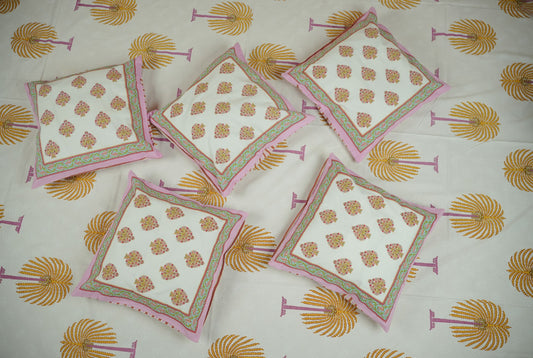 Hand Block Printed Cotton Cushion Covers Set (5 Pieces) – Jaipur Crafted