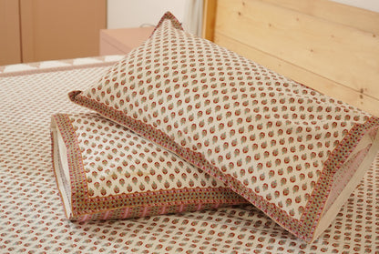 King Size Hand Block Printed Bedsheet with Reversible Dohar Set