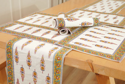 Yellow Butta Table Linen Set (Runner, Mats & Napkins)