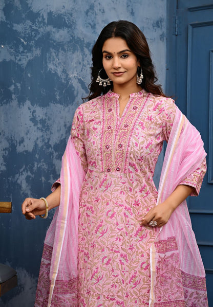 Cotton Suit Set With Kota Doria Dupatta