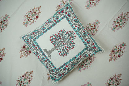 Tree of Life Hand Block Printed Cotton Cushion Covers (Set of 5)