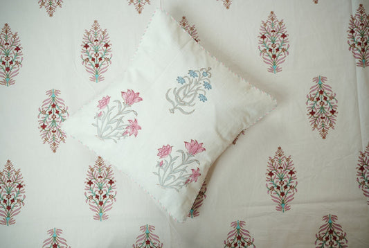 Pink Hand Block Printed Cushion Covers (Set of 5)