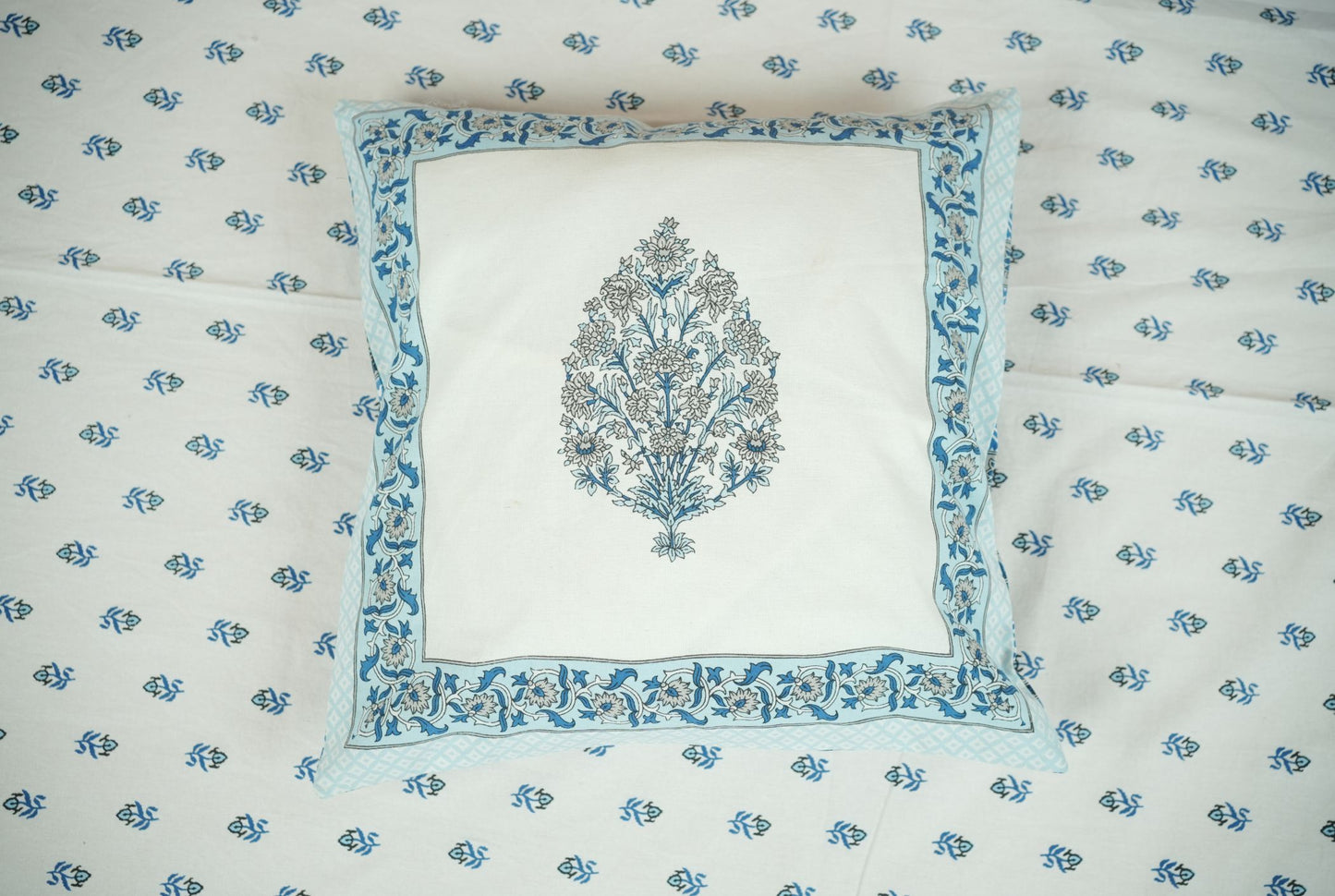 Blue Hand Block Printed Cushion Covers (Set of 5)