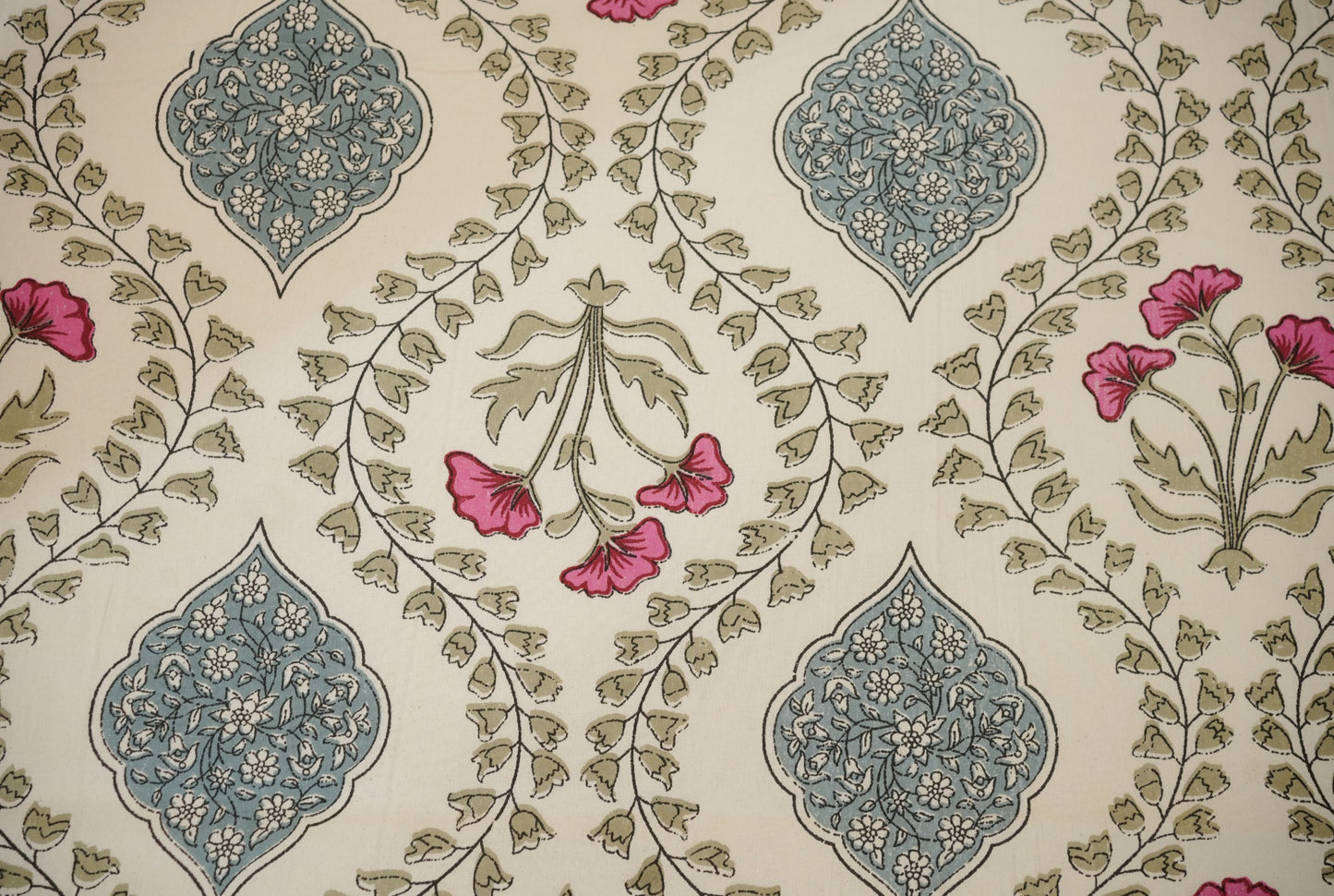 Blue Jaal Hand Block Printed Cotton Bedsheet Set