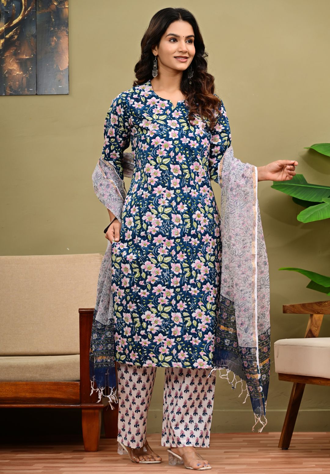 Cotton Suit Set With Kota Doria Dupatta