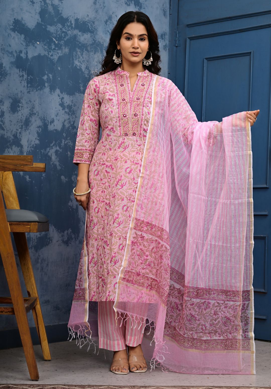 Cotton Suit Set With Kota Doria Dupatta