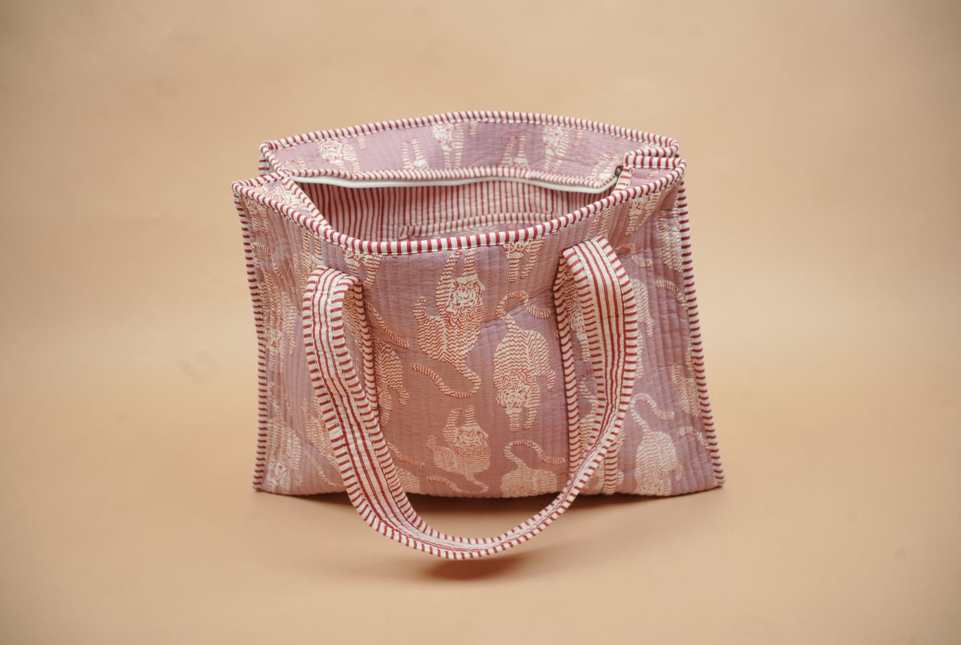 Blue Pastel Bloom Quilted Cotton Tote Bag