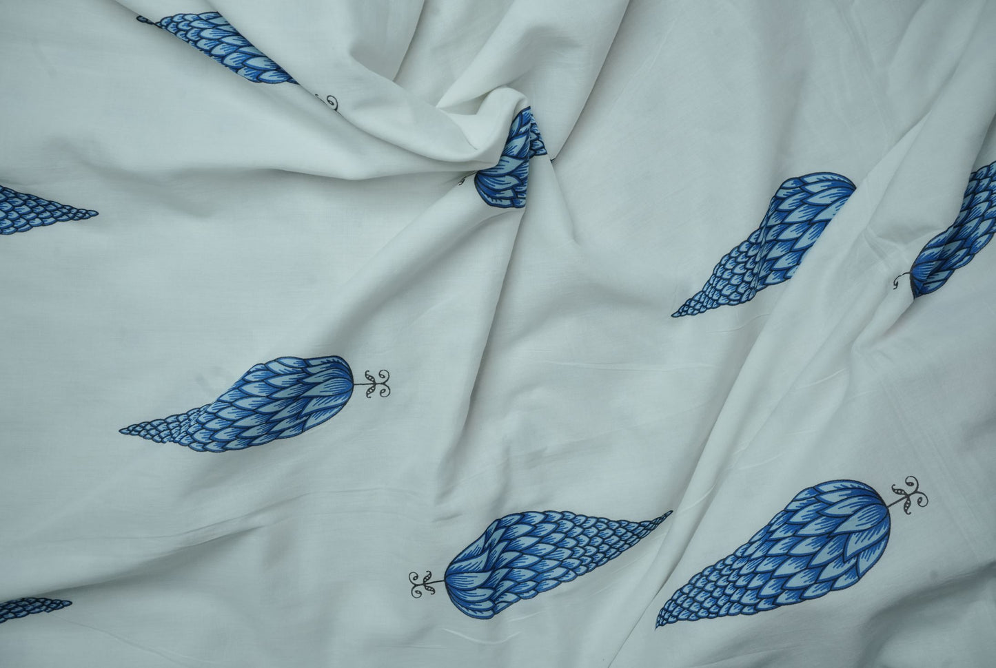 Blue Hand Block Printed King Bedsheet with Reversible Dohar Set