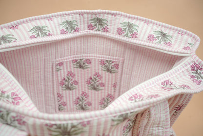 Pink Pastel Bloom Quilted Cotton Tote Bag