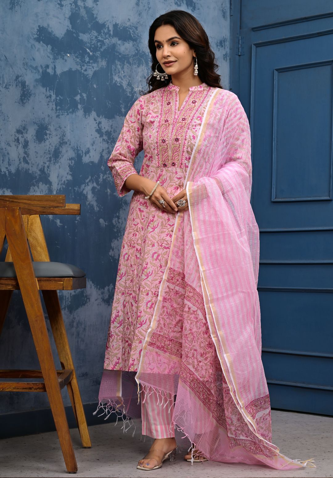 Cotton Suit Set With Kota Doria Dupatta