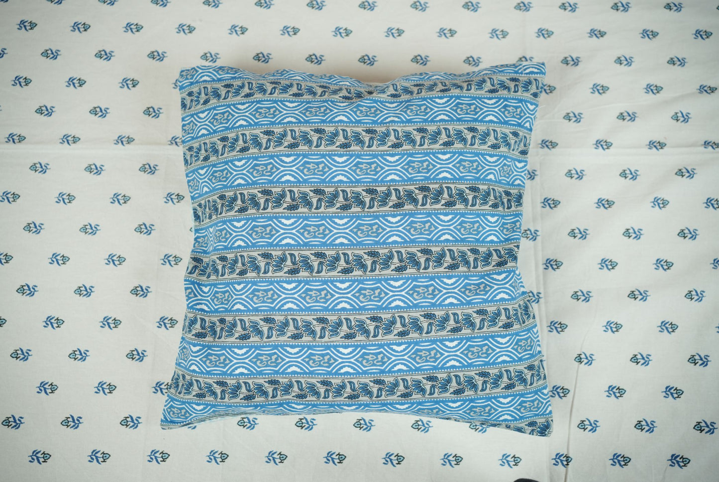 Blue Hand Block Printed Cushion Covers (Set of 5)