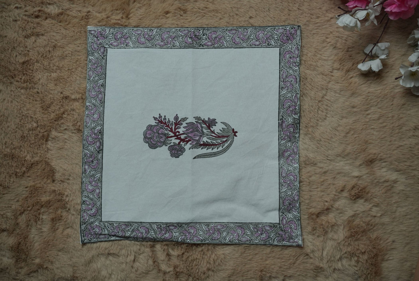 Hand Block Printed Table Cover with 6 Napkins