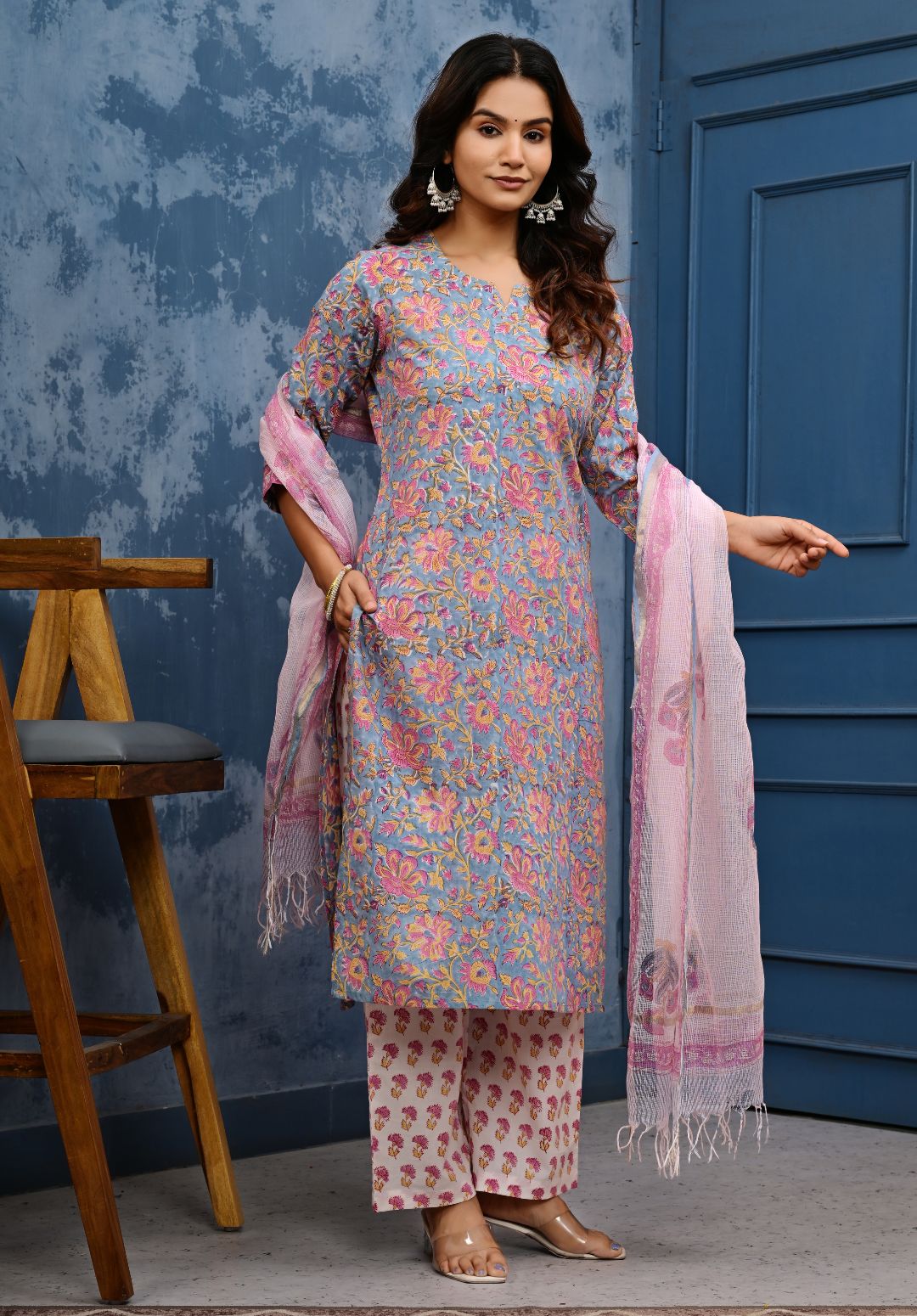 Cotton Suit Set With Kota Doria Dupatta