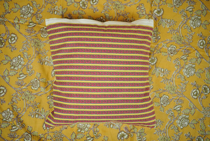 Mustard Floral Buti Hand Block Printed Cotton Cushion Covers (Set of 5)