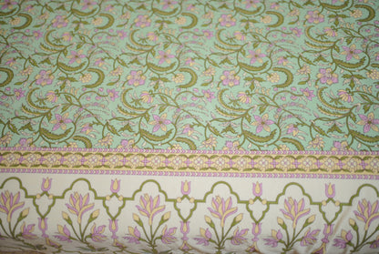 Sage green Shalimar Hand Block Printed Cotton Bedsheet Set