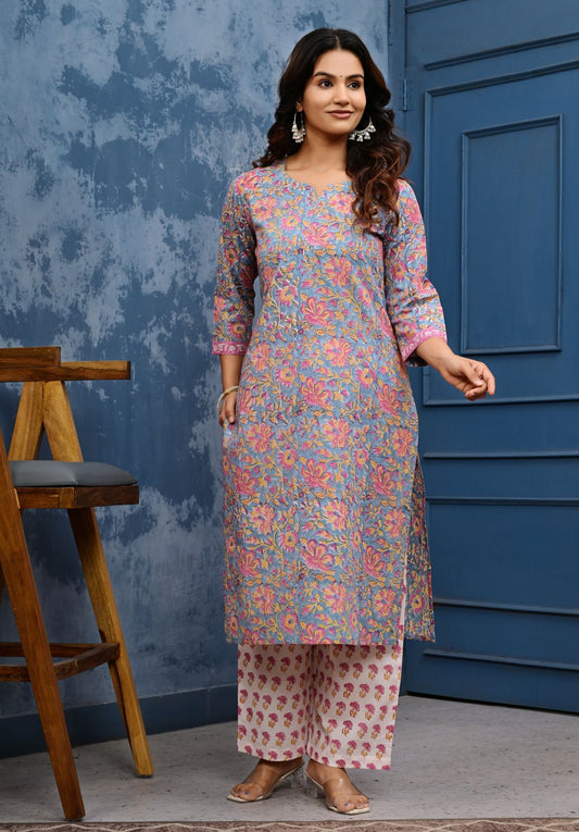 Cotton Suit Set With Kota Doria Dupatta