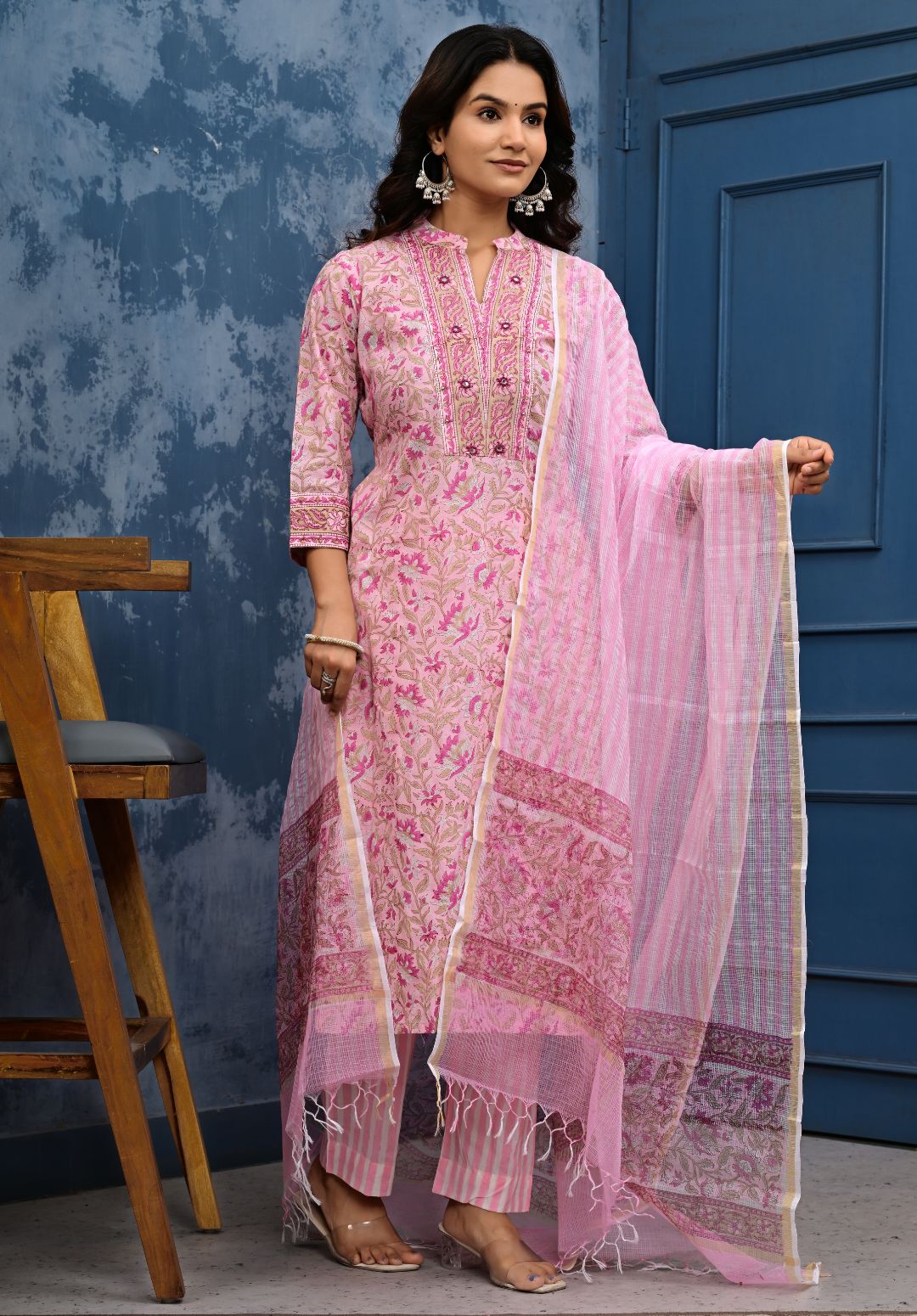 Cotton Suit Set With Kota Doria Dupatta