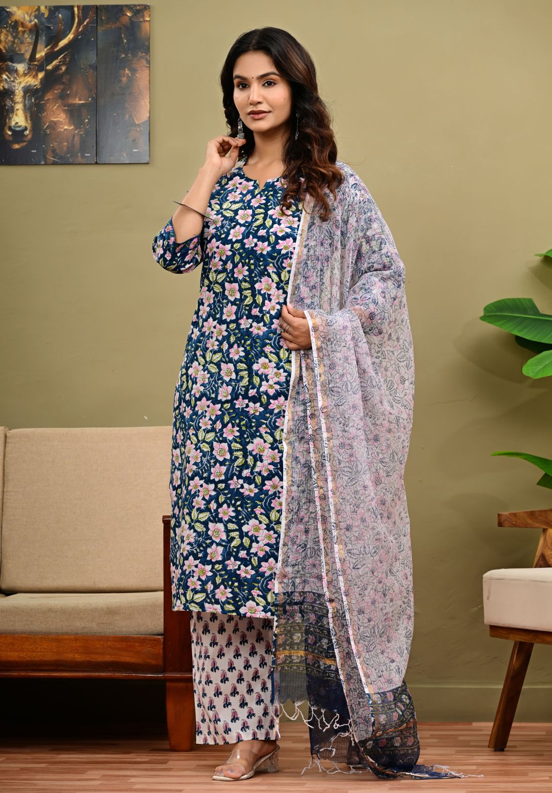 Cotton Suit Set With Kota Doria Dupatta
