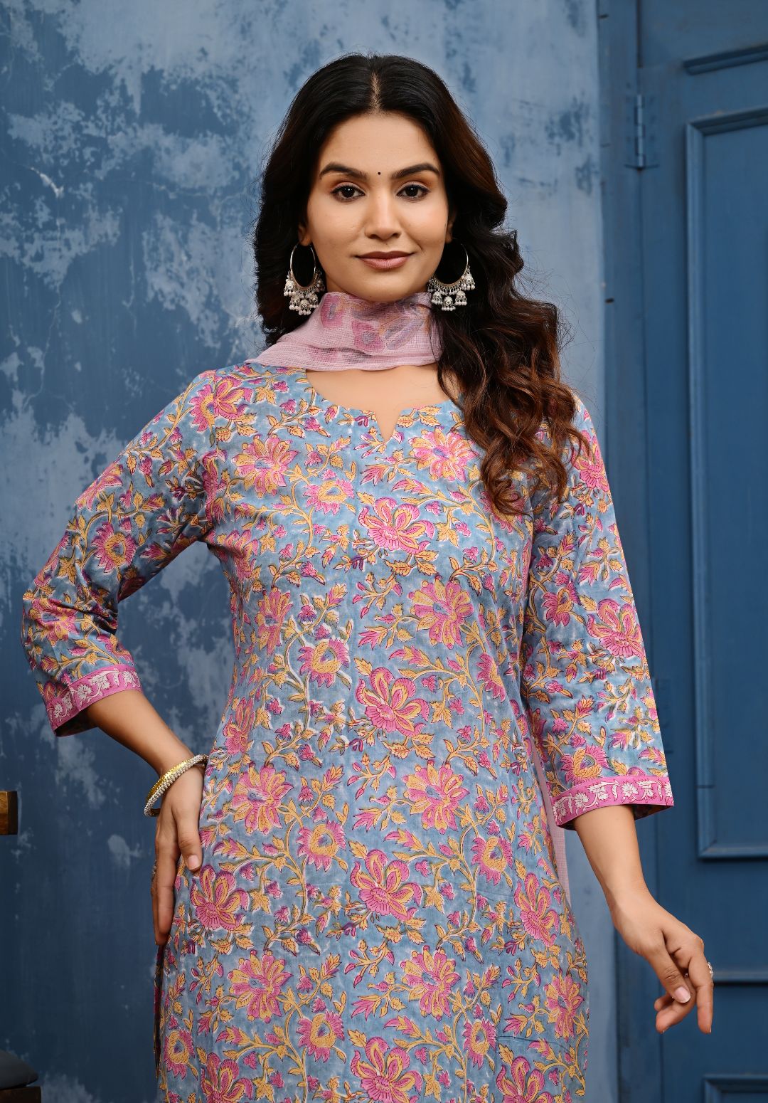 Cotton Suit Set With Kota Doria Dupatta