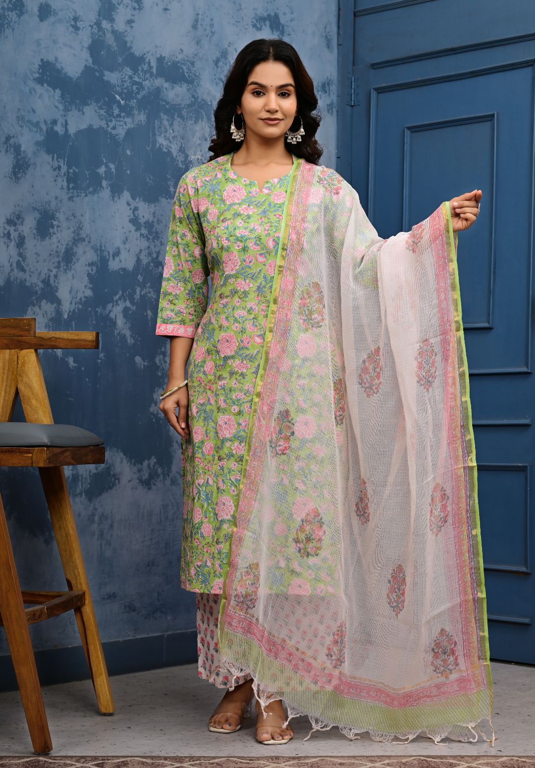 Cotton Suit Set With Kota Doria Dupatta