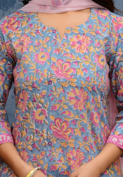 Cotton Suit Set With Kota Doria Dupatta