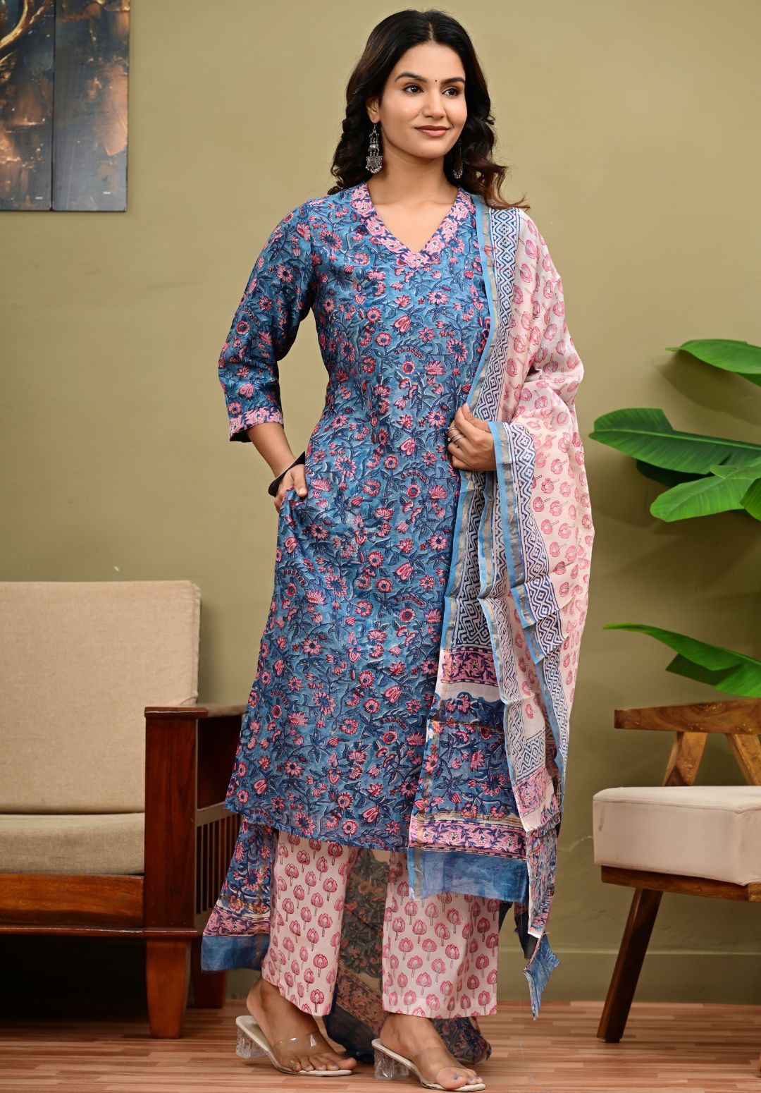 Chanderi Cotton Suit Set