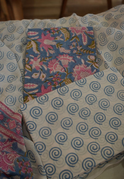 Deep Indigo Chanderi Hand Block Printed Suit Set