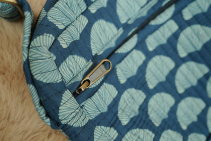 Midnight Indigo Hand Block Printed Quilted Sling Bag with Wide Shoulder Strap