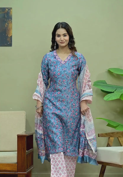 Chanderi Cotton Suit Set